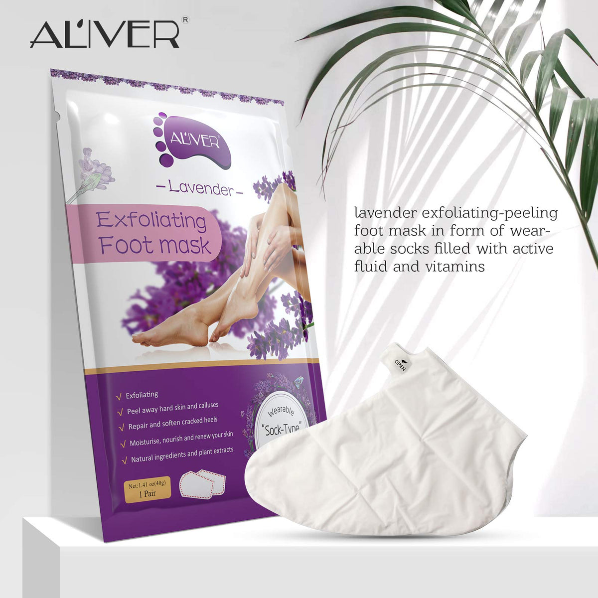 GRTLPOK IDUCEN Foot Peel Mask 2 Pack, Callus Remover & Exfoliating Foot Mask for Men & Women, Baby Soft Smooth Touch Feet - Lavender