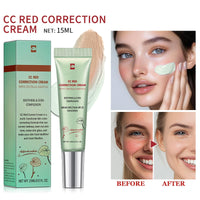 NLFOX CC Red Correct with Centella Asiatica - Colour Correcting Foundation with Spf 25 - Anti-Redness Face,Lightweight CC Cream Tinted Moisturiser - Refine Skin Texture,Softer&Hydrated Skin Green Concealer