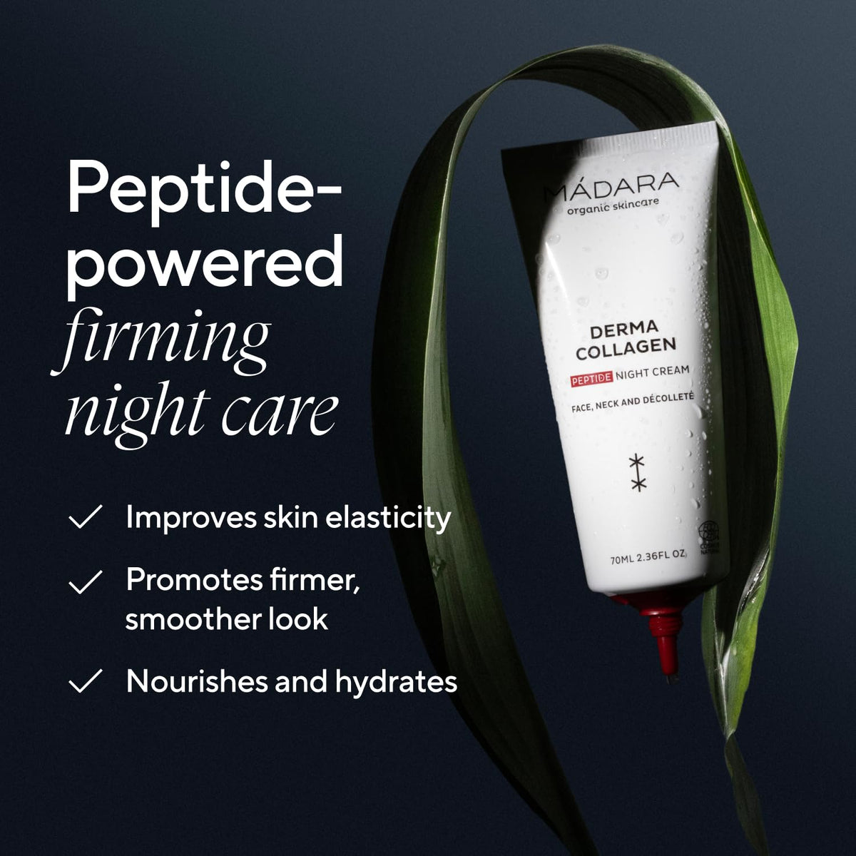 MÁDARA MADARA Organic Skin Care Derma Collagen Night Source Sleeping Cream – Overnight Hydrating & Firming Cream with Peptides, Algae & Hyaluronic Acid for Anti-Aging & Skin Renewal, 70ml