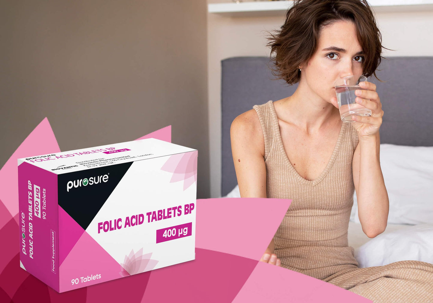 PuroSure Folic Acid 400 mcg Tablets 4Pack 360 Vitamin B9 Tablets 1 Year Supply for Pregnancy Care Supports Maternal Tissue Growth During Pregnancy Reduce Tiredness and Fatigue Boost Health and Immune System