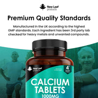 NEW LEAF PRODUCTS Calcium and Vitamin D3 Tablets - Calcium Supplement - 240 High Strength Calcium Tablets Supplement Calcium Vitamin D3 Tablets - Calcium Complex Made in The UK by New Leaf