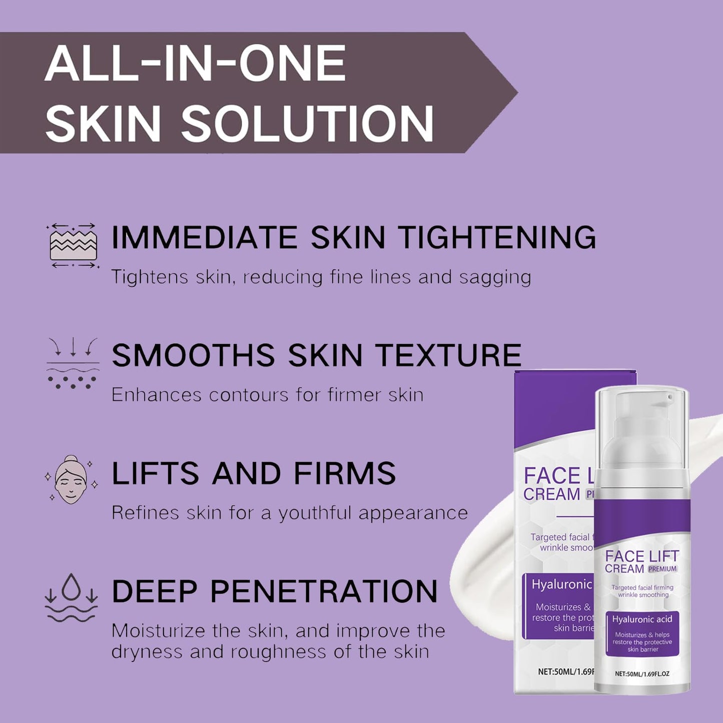 TBeautfave Skin Tightening Cream For Face, Instant Face Lift Cream, Instant Wrinkle Remover with Hyaluronic Acid and Vitamin C, Moisturizes & Reduces Wrinkles, Face Tightening Cream Suitable for All Skin Types