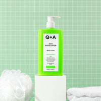 Q+A AHA Exfoliator Body Lotion 250ml, Smoothing Body Moisturiser
