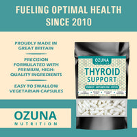 OZUNA NUTRITION Thyroid Support Supplement - 60 Vegetarian Capsules - with Myo inositol, L-Tyrosine & Natural Iodine from Kelp - Energy & Focus Formula - UK Made - 1 Month Supply