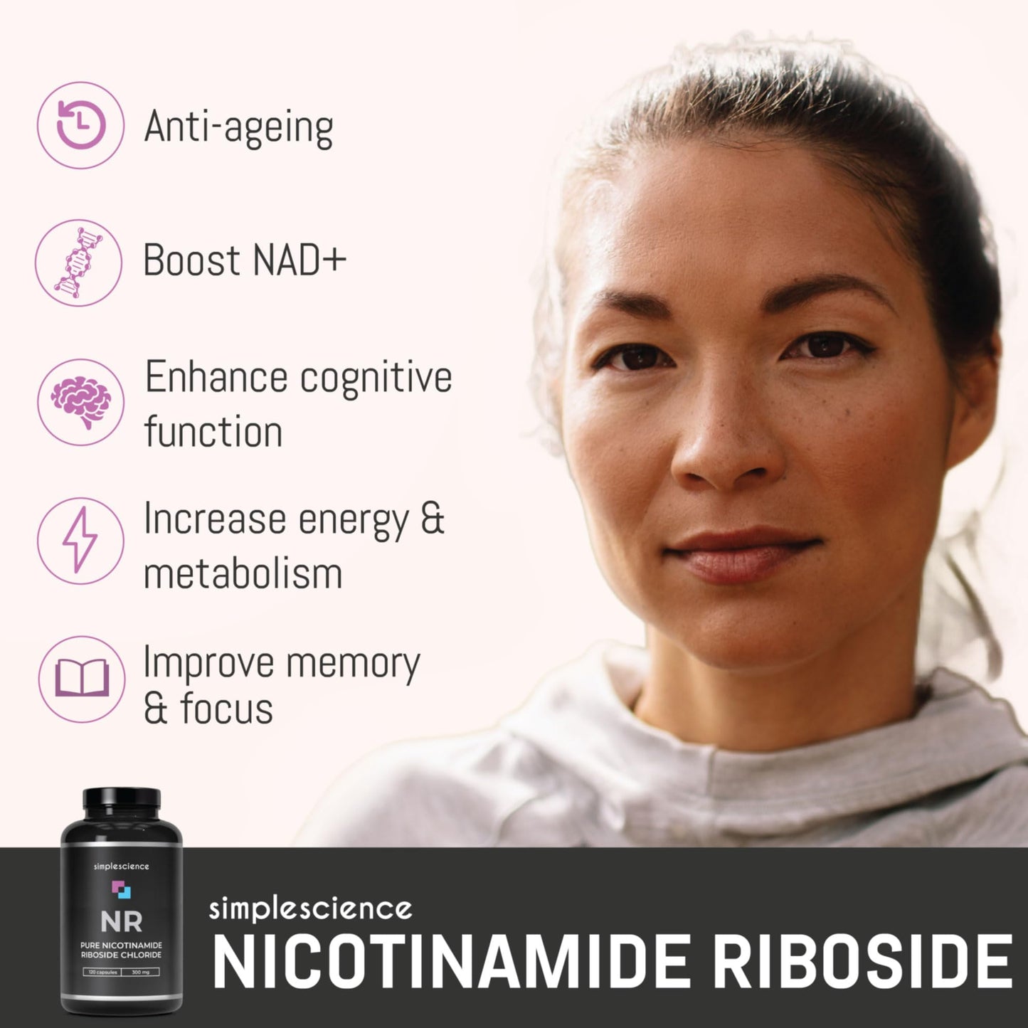 Ultra Pure NICOTINAMIDE RIBOSIDE 300MG | 120 Servings | 99% Pure NR | NAD+ Precursor | Anti-ageing & Longevity Supplement | Lab Tested | 100% Natural and Non-GMO