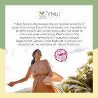 Y Not Natural Emu Oil for Skin & Hair - Scalp, Nails, Hair, Face and Body Oil Infused with Omega 3, 6, 9, Vitamins, & Minerals - 60mL Unscented Body & Face Serum for Fine Lines, Stretch Marks, Dry Lips & Cuticles