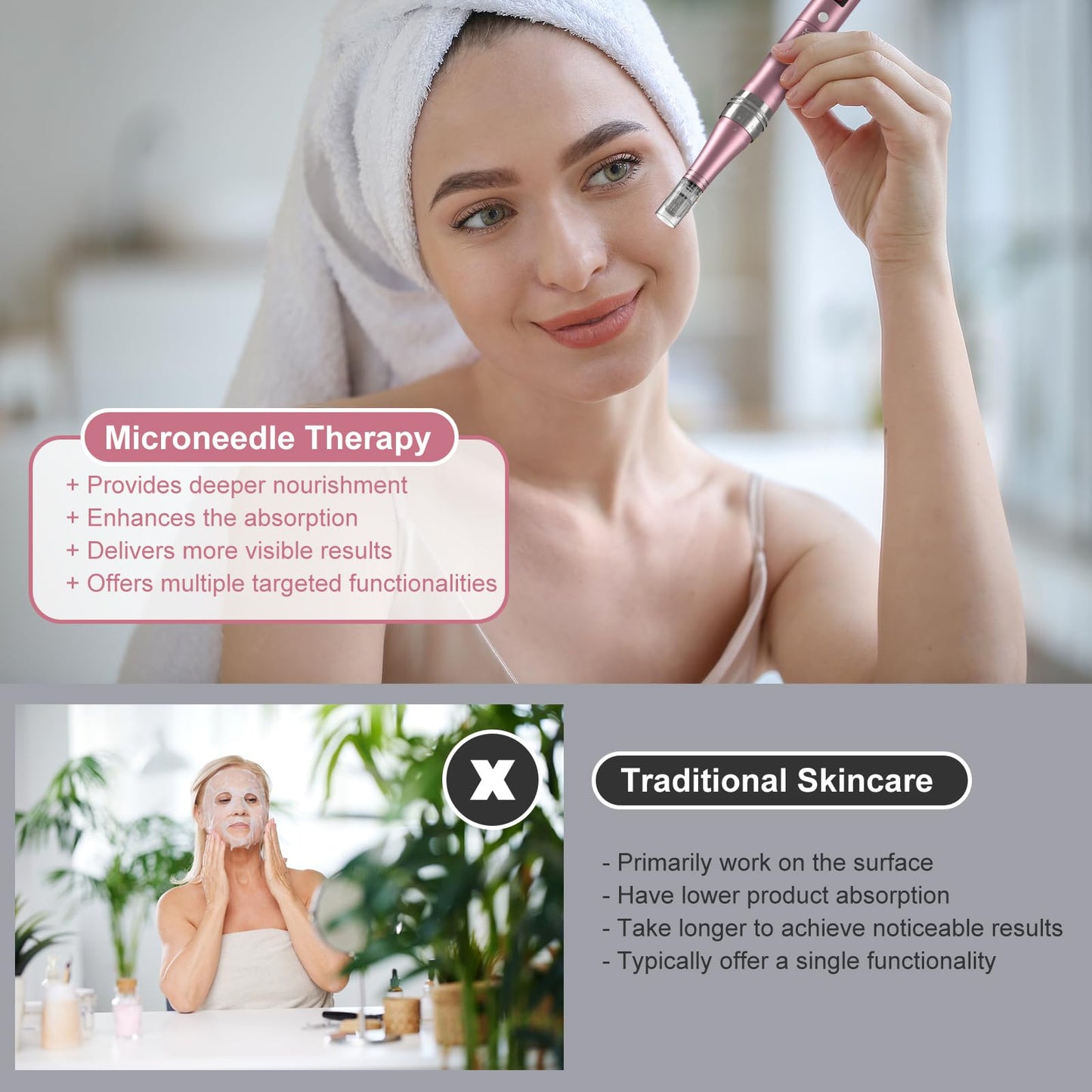 Microneedling Pen 9-Speeds,PELCAS Dermapen 0-2.5mm Adjustable with 12 Pcs Cartridges Type-C Rechargable Electric Derma Pen with LCD Screen for Anti-Aging Skin Care Wrinkle Stretch Marks Hair Loss
