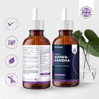 Ashwagandha Supplement Liquid Drops - High Strength of 60,000mg per 60ml Bottle at 4X Concentration - Vegan - 2 Month Supply of Premium Ashwagandha Extract - 60 Servings - Made in UK by Balance