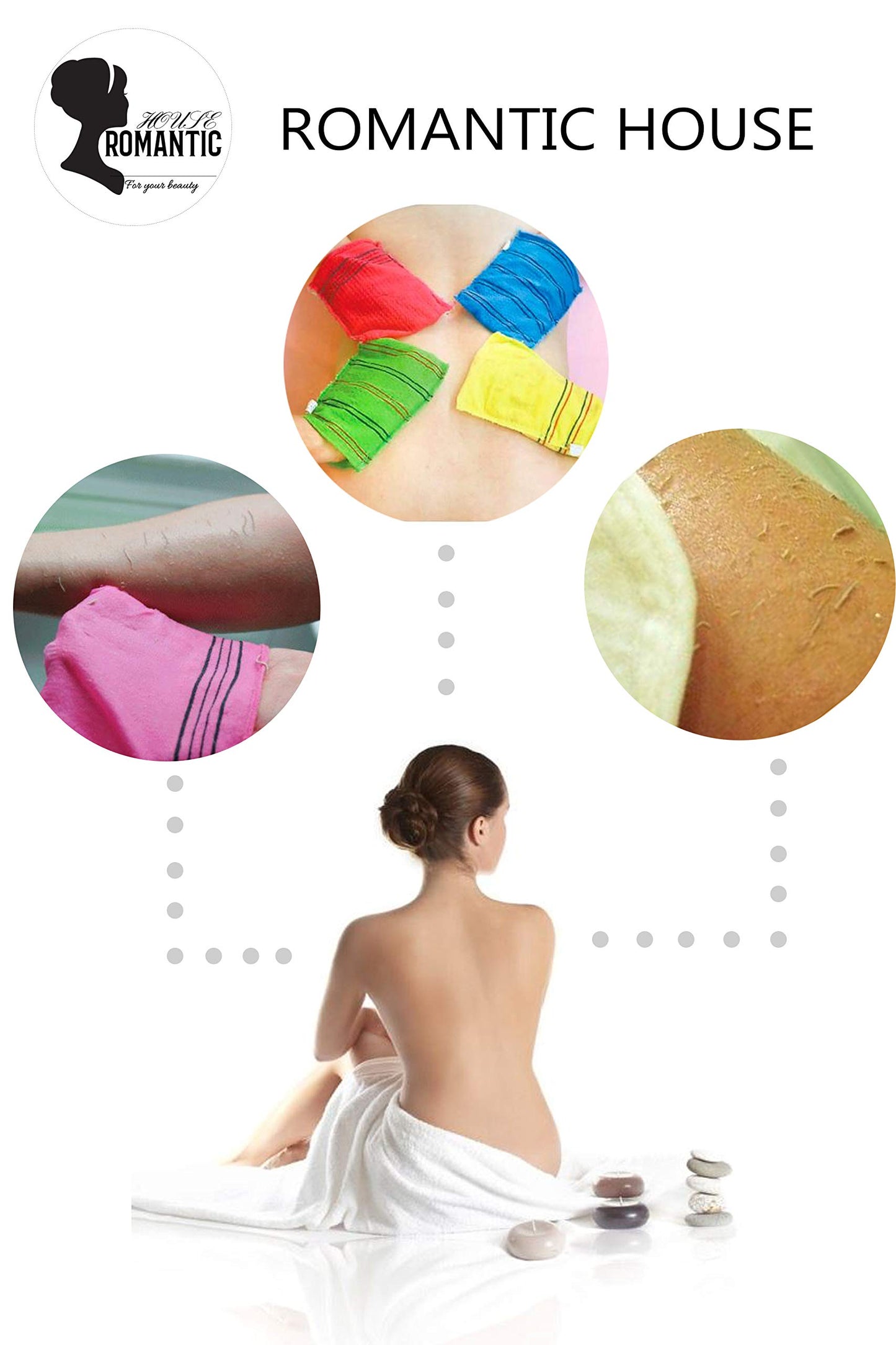 ROMANTIC HOUSE Romantic House Exfoliating Korean Towel Extra Viscos Bath Mesh Body WashCloth Rayon 100% Spa Scrub Italy Gloves Removes Dead Skin X-Large Plus Size Yellow 40 Color 1 Pcs