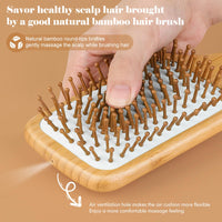 Sofmild Hair Brush, Eco-Friendly Natural Wooden Bamboo Paddle Hairbrush for Long Short Curly Thick Thin Hair for Men Women Kids, Massaging Scalp, Reducing Tangle & Hair Breakage, Promoting Hair Growth