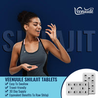 Veenuule 30,000mg Shilajit Tablets, Gold Grade Shilajit Supplement, Rich in Fulvic Acid & 85+ Trace Minerals (60 Count (Pack of 2))