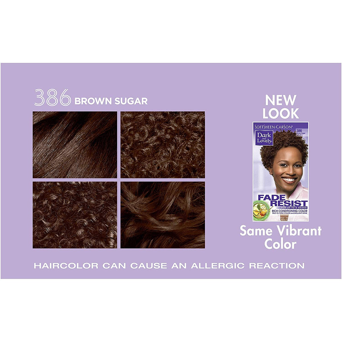 DarkandLovely Dark and Lovely Fade Resist Permanent Hair Colour Hair Dye Up To 100 Percent Gray Coverage Brilliant Shine (Brown Sugar 386)