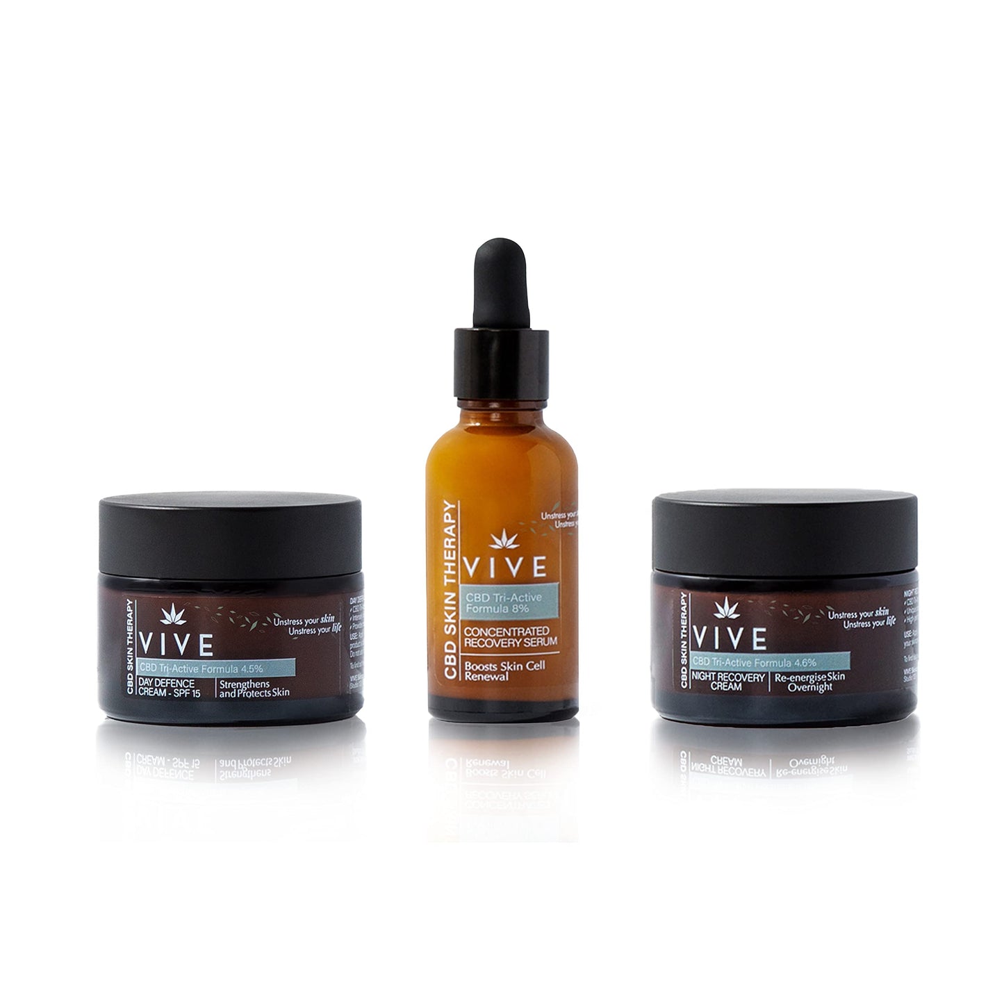 VIVE Menopause Perimenopause Skin Therapy - Deep Restore Ritual - Recovery Serum + Day Face Cream + Night Cream Recovery - Anti Blemish Treatment - Anti Inflammatory - Face Cream for Mature Skin