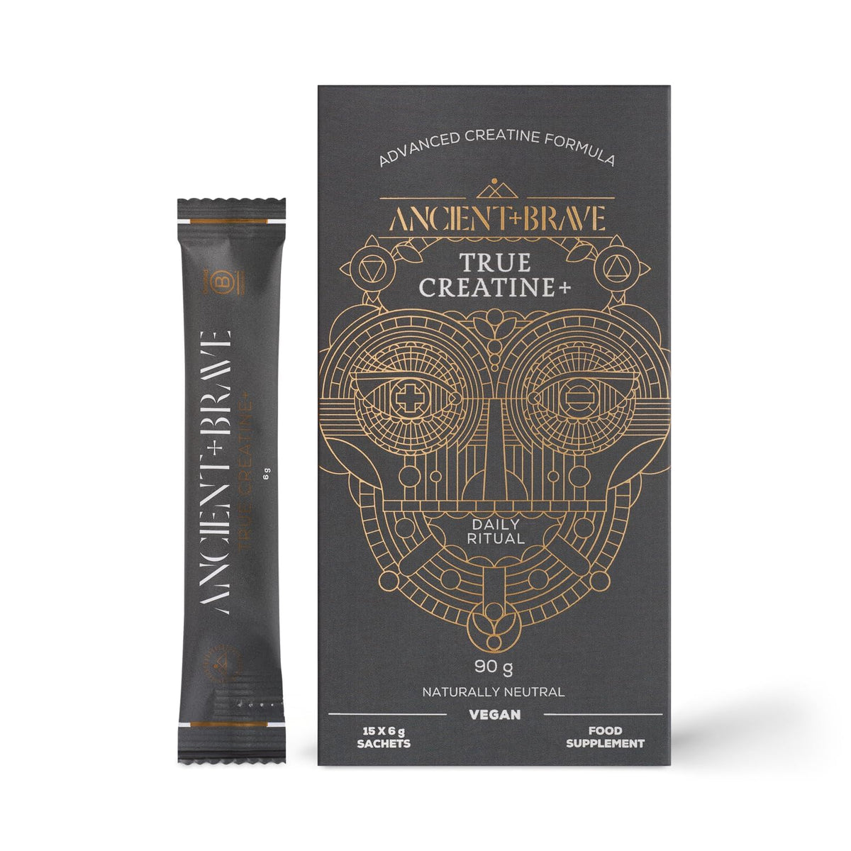 Ancient + Brave - Creatine+ 90g x15 Sachets - Premium Creatine Monohydrate Powder - 100% Micronized Creatine for Women - High Performance, Strength Building - Muscle Recovery, Cognition, Wellness