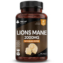 NEW LEAF PRODUCTS Lions Mane Mushroom 2000mg - 365 High Strength Vegan Tablets - Lion's Mane Supplement with Black Pepper - Lion's Mane Mushrooms Extract (Not Powder or Capsules) Made in The UK by New Leaf Products