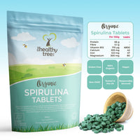 Organic Spirulina Tablets - High in Amino Acids, Chlorophyll, Protein, and Calcium - UK Certified Organic Easy Swallow Spirulina Tablets by TheHealthyTree Company - 300 x 500mg (300g)