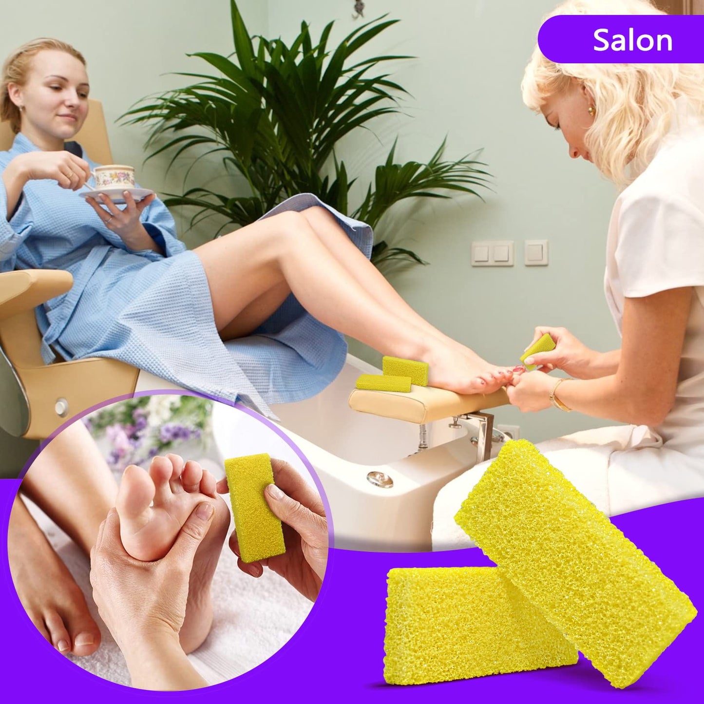 SALVMARY Disposable Pumice Stone for Feet Hard Skin Callus Remover Foot Scrubber Yellow 40 Pcs