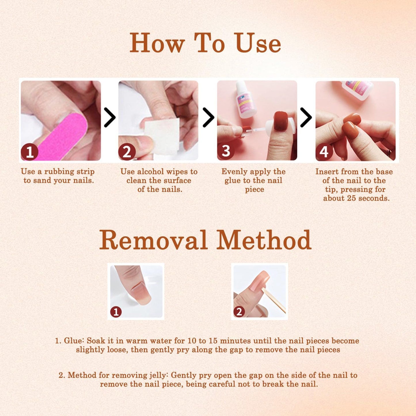 Generic Short Oval False Nails with Glitter Gold Edge - French Style Press On Nails Set in Nude for Women, Includes Art Accessories and Applicator Tool for Short Square and Round Shapes