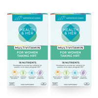 Health and Her Health & Her Multivitamin for Women Taking Hormone Replacement Therapy (HRT) - Supplements for Women - Nutrition and Wellbeing Support - 2 Month Supply, 120 Tablets - Vegan & Gluten Free