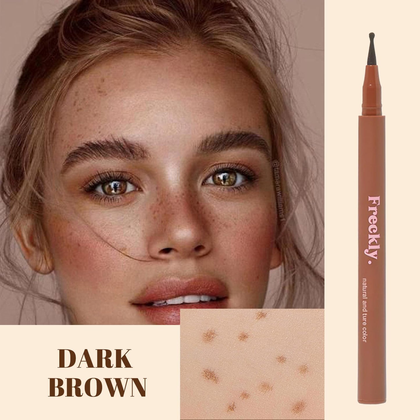 Felt Tip Freckle Stamp – Effortless, Natural-Looking Freckle Tint. Quick-Drying, Waterproof, Long-Lasting Pen. Skin-Friendly Makeup for Faux Freckles. (Dark Brown)