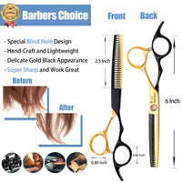 SMITH CHU Hairdressing Scissors Hair Thinning Scissors Blending Texturizng Shears Professional Stylist Hairdresser Haircut Salon Barber Scissors for Man, Women and Kids 6 Inch Black Gold