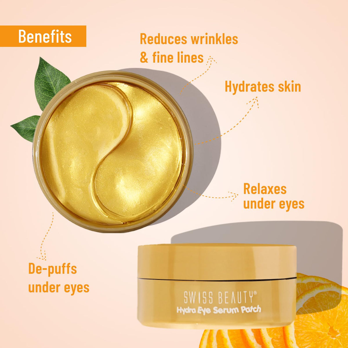 SWISS BEAUTY Swiss Beauty Hydra Anti Wrinkle Eye Serum Patch| Treats Dark Circles, Fine Lines And Wrinkles | Enriched With Collagen And Aloe Vera Extract | Shade -Gold, 60 Pcs by Glowrity