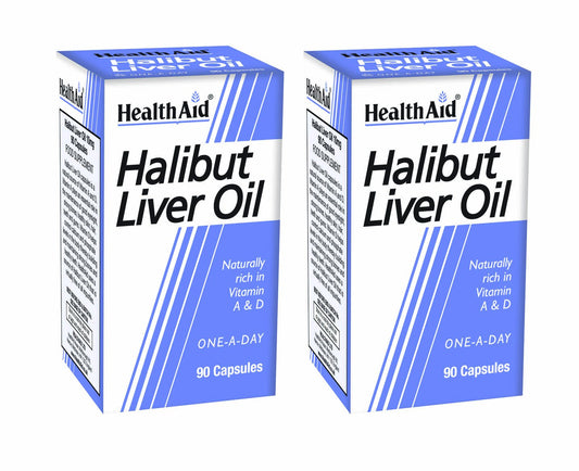 HealthAid Halibut Liver Oil Pack of 2 x 90 Capsules (180 Capsules)