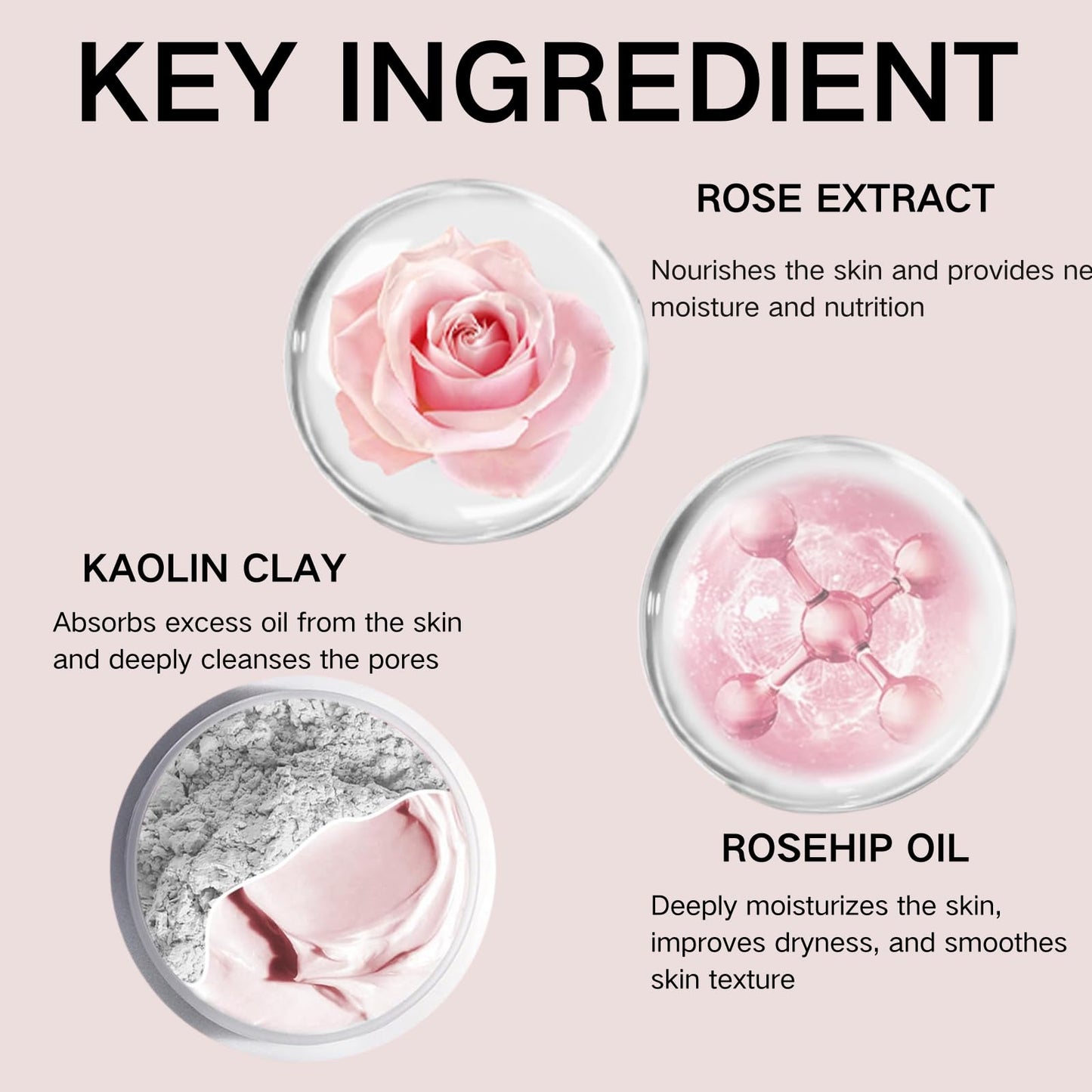 Pink Clay Mask | Organic Face Masks for Women | Rose Calming Clarifying Mud Mask | Clay Face Mask with Bentonite & Kaolin Clay | Pore Minimizer, Deep Cleansing & Hydrating Facial Skincare