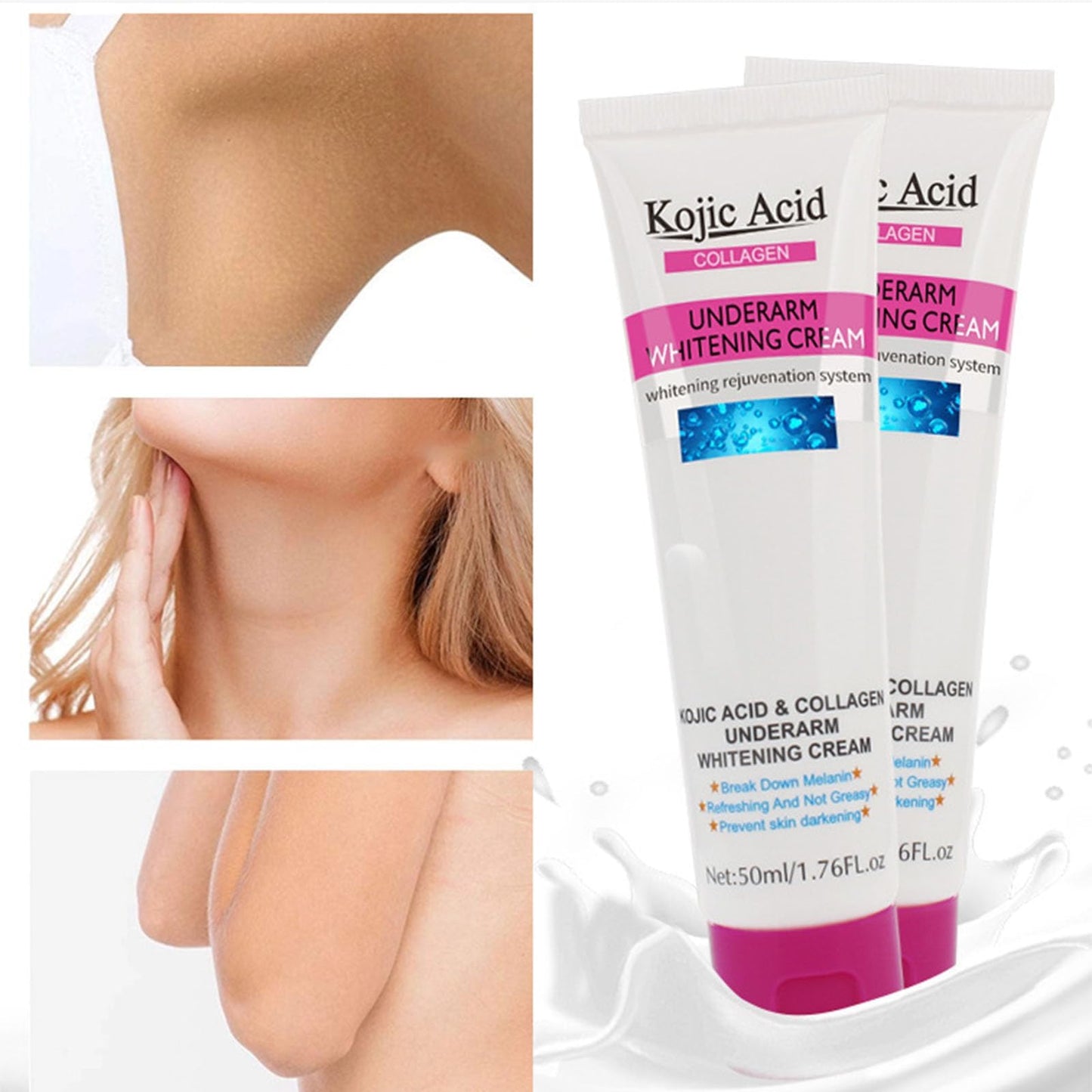 Kojic Acid Skin Lightening Cream, Underarm Cream, Intimate Area Dark Spot Corrector Whitening Cream for Body, Underarms, Armpit, Knees, Legs and Inner Thigh Cream for Acanthosis Nigricans,Non-Greasy