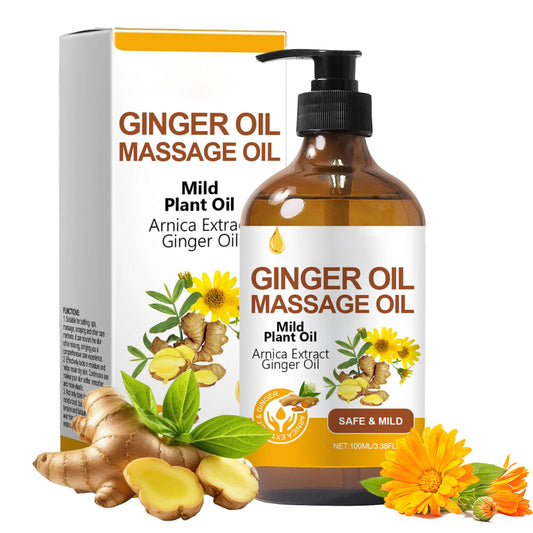 Cureluxe Ginger Massage Oil for Muscle Relaxation & Skin Hydration,Massage Oils for Massage Therapy,Body Oil for Muscle Pain Relief,Soothing Essential Oil with Vitamin E,Stress Relief & Tired Legs,100ml