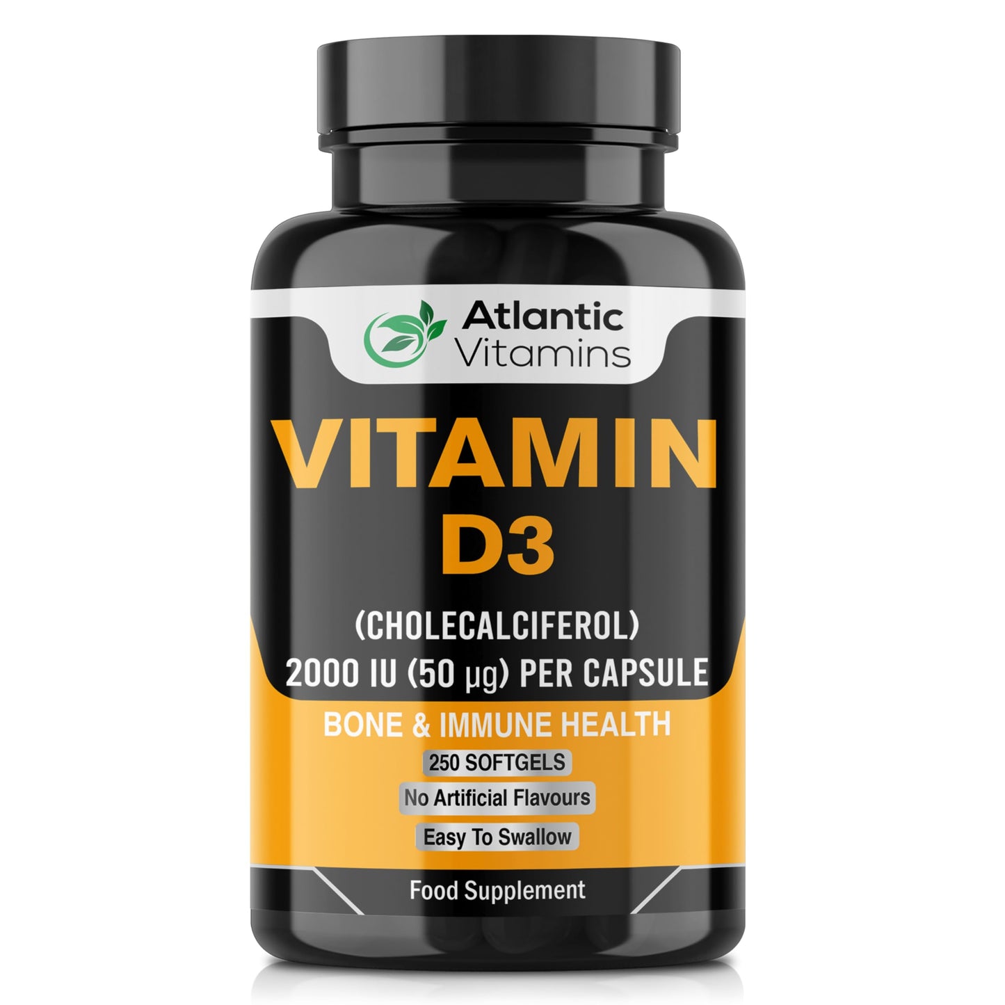 Vitamin D3 2000iu Softgel Capsules - High Strength Vitamin D for Immune Support - Healthy Bones and Teeth - Muscle Function - Easy to Swallow Cholecalciferol VIT D3 - Atlantic Vitamins - UK Made