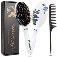Sosoon Hair Brush, Boar Bristle Paddle Hairbrush for Long, Thick, Curly, Wavy, Dry or Damaged Hair, Reducing Hair Breakage and Frizzy, No More Tangle