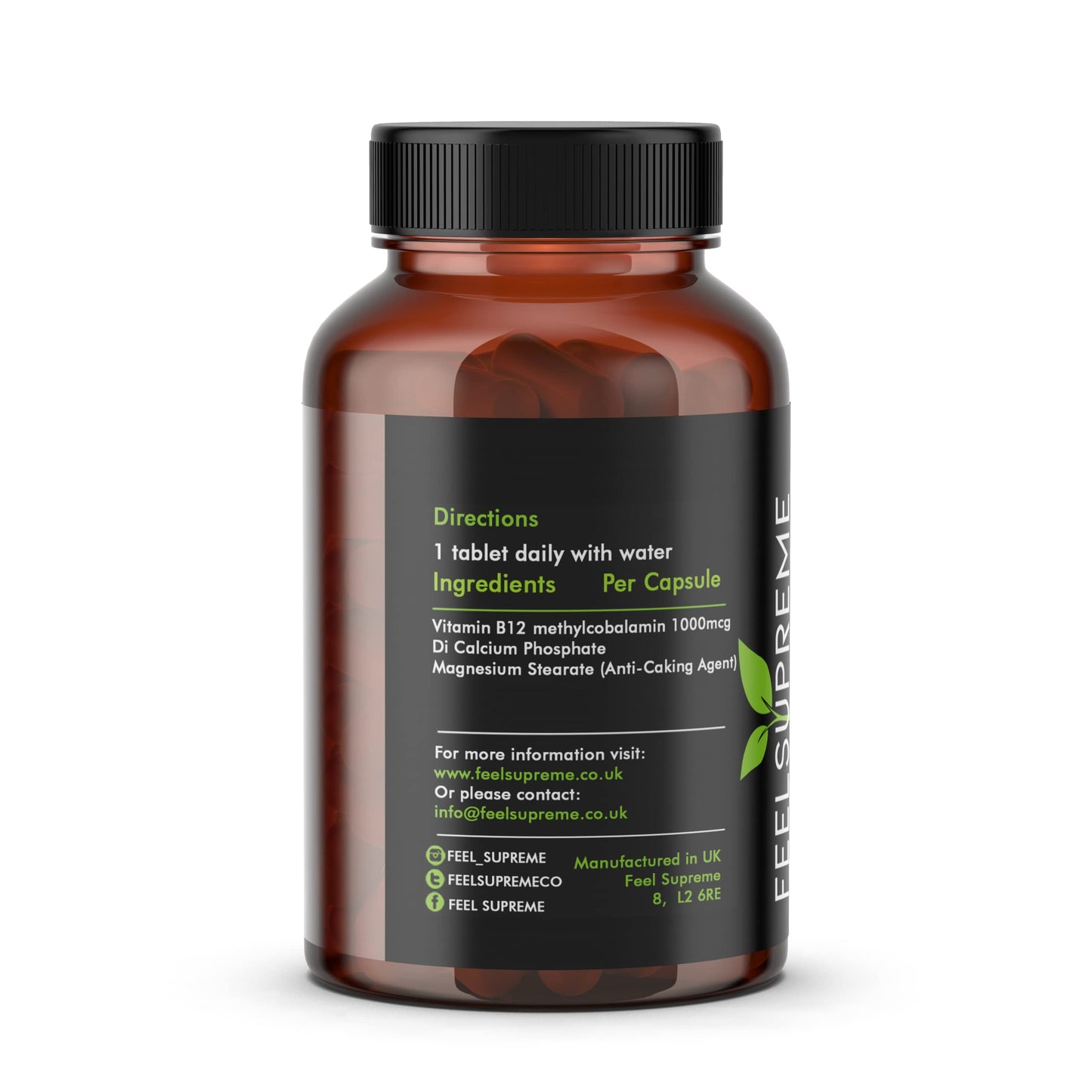 Vitamin B12 60 x 1000mcg Tablets - High Strength Supplement - Pure Methylcobalamin - Brain Function, Immune System, & Energy Support – for Men & Women - Made in The UK