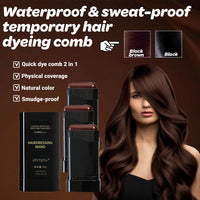 nnOuOnn 3PCS Temporary Hair Dye Comb, Hair Color Stick, Waterproof and Sweat-Proof Hair Dye Combs, Portable 2-In-1 Touch-Up Hair Colouring Combs for Women & Men Gray Hair Coverage (Black Brown*3)