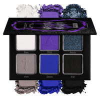 Afflano Goth Eyeshadow Palette Purple Blue, Multichrome Chrome Blue Purple Matte Black White Grey Dark Eye Shade, Gothic Halloween Makeup Eye Shadow Pallet for Costume Joker Clown Cosplay SFX Makeup