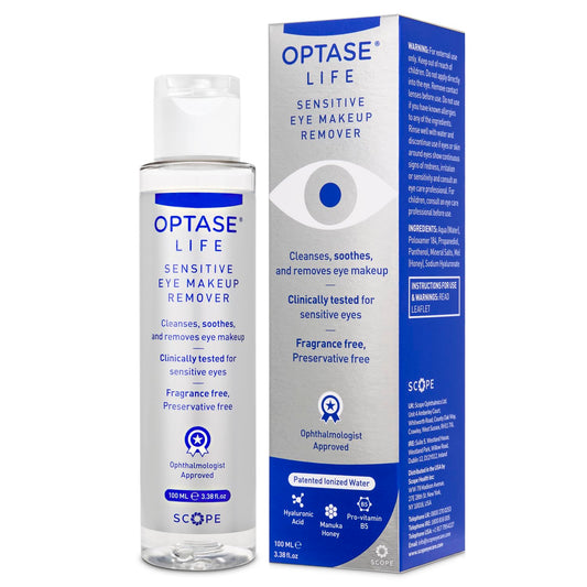 Optase Life Sensitive Eye Makeup Remover - Gentle Ionized Cleanser, a Step Up from Micellar Water - Preservative Free - Ophthalmologist Approved - 100ml