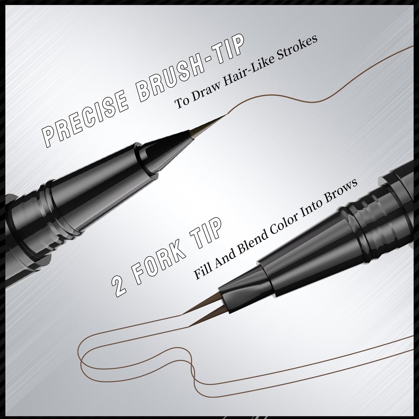 QUIWEN Eyebrow Pencil with Brow Brush, 2-in-1 Eye Brow Pencils for Women with Micro-Fork-Tip & Precise Brush-Tip Create Natural Hair-Like Brows, Long-Lasting Waterproof Double Ended Eyebrow Pen Brown