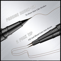 QUIWEN Eyebrow Pencil with Brow Brush, 2-in-1 Eye Brow Pencils for Women with Micro-Fork-Tip & Precise Brush-Tip Create Natural Hair-Like Brows, Long-Lasting Waterproof Double Ended Eyebrow Pen Brown