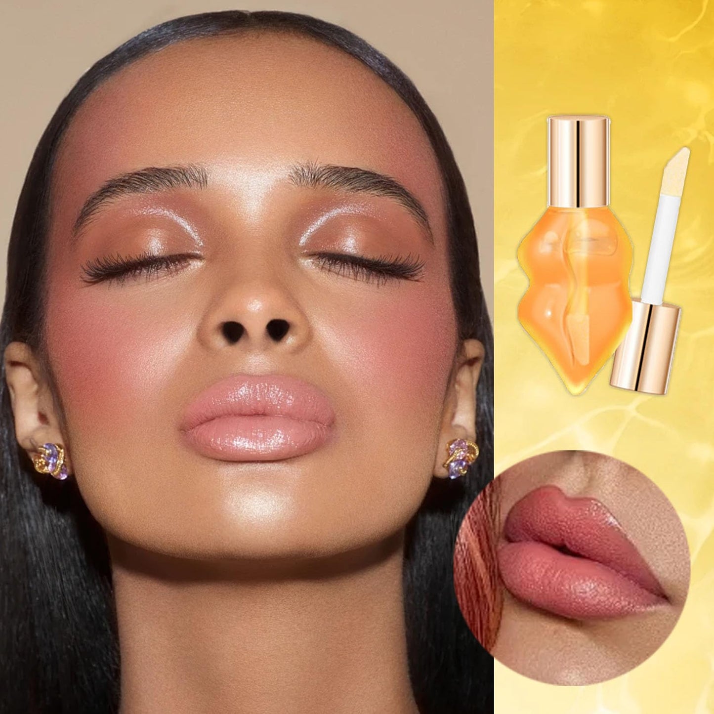 LYNTYAOU Mini Lip Plumper, Instant Volumizing Lip Plumping Gloss, Hydrating Moisturizing Lip Oil Reduces Lines for Fuller Lips, Increase Lip Elasticity, Lip Care Serum Essence Lips Enhancer