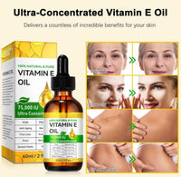 SinceReal Vitamin E Oil for Skin, 60ml Organic Vitamin E Oil for Face, Body, 75,000 IU, Moisturizing and Firming Skin