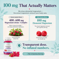 Natural BioScience Magnesium Citrate Gummies | 180 Magnesium Supplements - 100mg of Magnesium Citrate per Serving | Raspberry Flavoured - Suitable for Adults & Children | Sugar Free, Non-GMO & Vegan