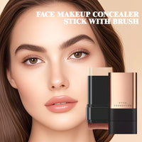 INBOLM Foundation Stick Full Coverage Foundation Stick Built-In Brush Exquisite Double-Head Design Instantly Balance & Even Complexion Natural Color for Medium Skin Tones
