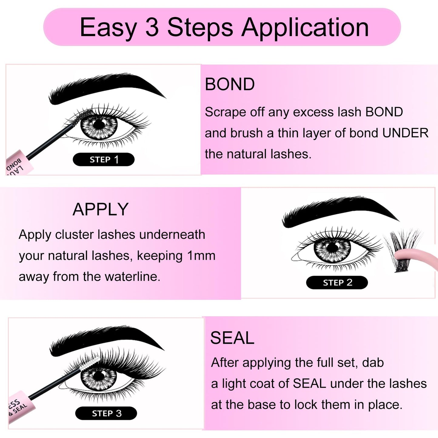LAUBESS Lash Extension Kit 240 Pcs Cluster Lashes Kit Individual Lashes with Bond and Seal & Eyelash Tweezers Eyelash Extension Kit Lash Clusters (Set 20D/40D-0.07D-9-16Mix)
