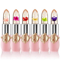 6 Packs Flower Jelly Lipstick Set Magic Temperature Color Change Lip Balm Long Lasting Moisturizer Lip Gloss Flower Jelly Lipstick Makeup Set (Set A)