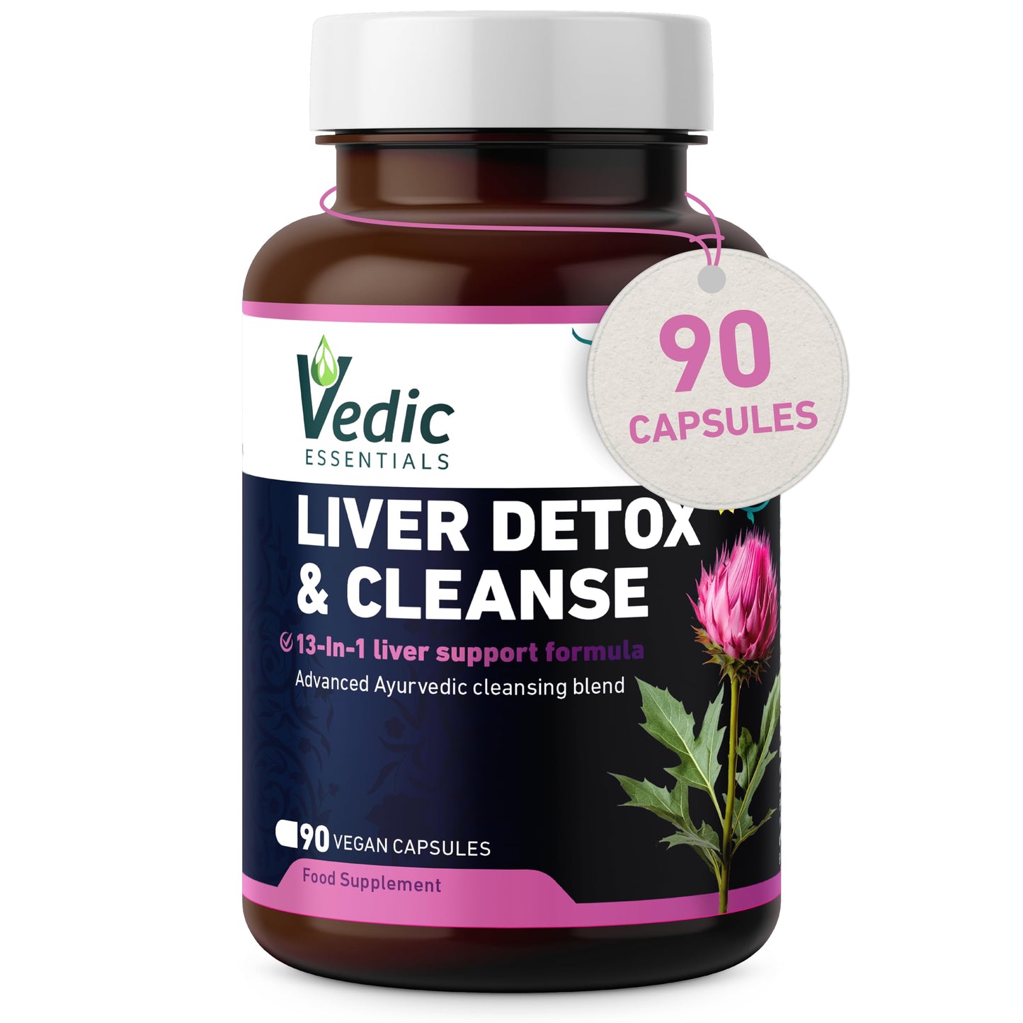 Vedic Essentials Vedic Advanced Liver Cleanse & Detox | High Strength Liver Support Capsules | 13 Essential Natural Ingredients for Healthy Liver Function | Vegan, UK Made, Premium Supplement