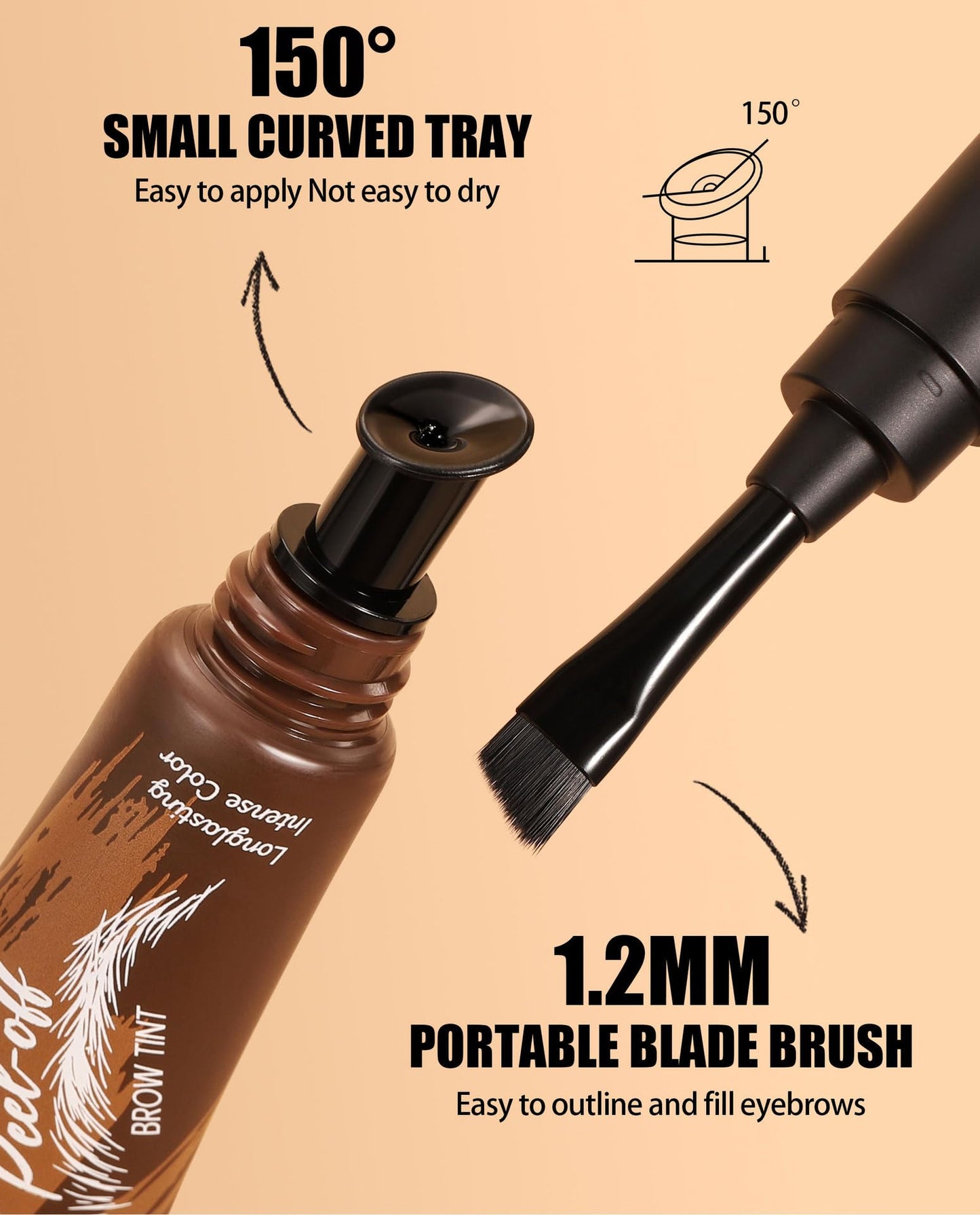 Generic Eyebrow Tint Waterproof Brow Gel, Eyebrow Dye Gentle Formula For Sensitive Skin, Eyelash Tint 2-in-1 DIY Kit With Tools, Brow Dark Natural Peel Off Gel (2# Espresso)