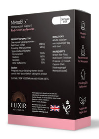 ELIXIR NUTROLOGY Red Clover Extract Capsules for Menopause Support | Isoflavone Rich Formula | Designed for Women During Menopausal Transition | Daily Support for Midlife Wellbeing | 30 Vegan Capsules | UK Made