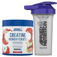Applied Nutrition Creatine + 700ml Shaker | Creatine Monohydrate Micronized Powder with Flavour, Increases High-Intensity Physical Performance (250g - 50 Servings) (Cherry & Apple)