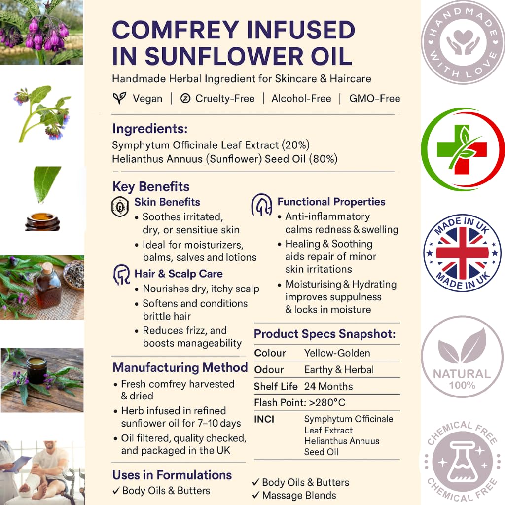 Avena Herbal Products Comfrey Oil 100ml Symphytum Officinale Knitbone