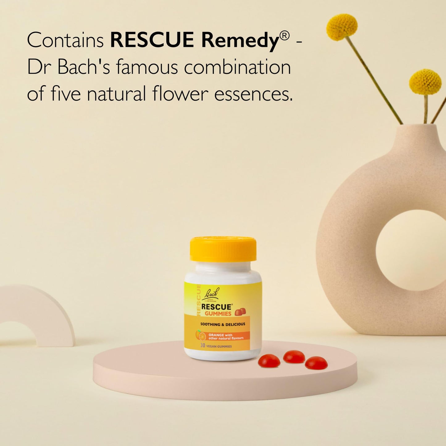 Rescue Gummies with B Vitamins (30 Pack), Contributes Towards Reduction of Tiredness and Fatigue, Vitamin B6 and B12 with Bach Flower Essences, Vegan, Orange Flavoured, 30 Gummies